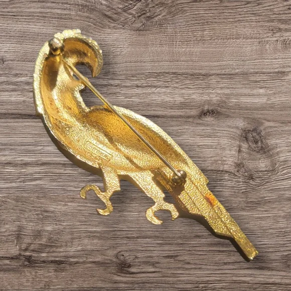 Elegant Parrot Brooch with Blue and Green Accents - Picture 2 of 2